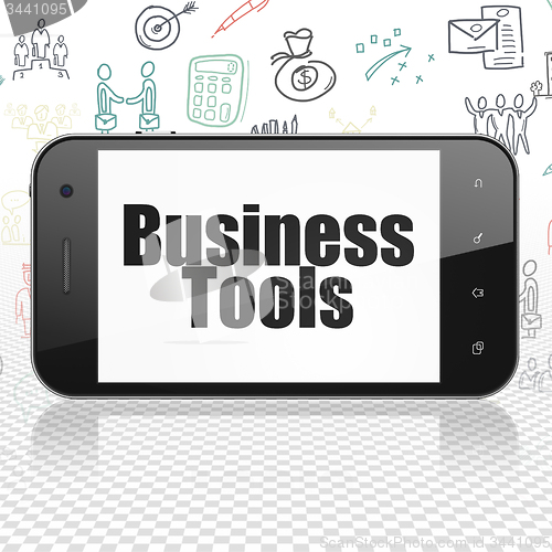 Image of Finance concept: Business Tools on Smartphone display