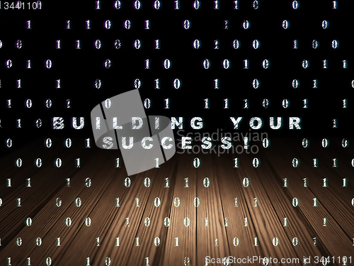 Image of Finance concept: Building your Success! in grunge dark room