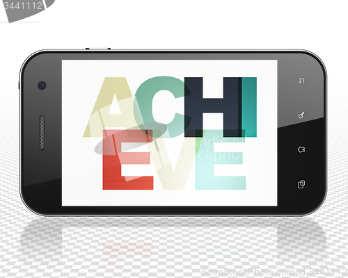 Image of Business concept: Achieve on Smartphone display