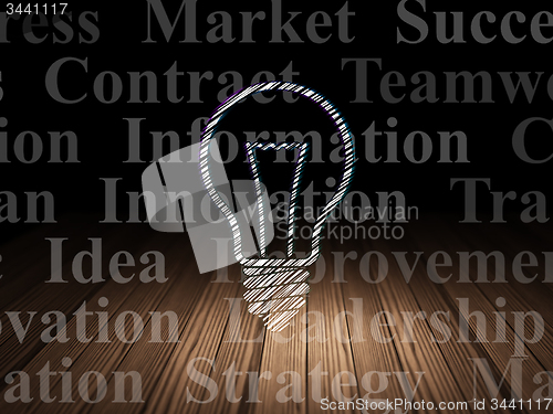 Image of Finance concept: Light Bulb in grunge dark room