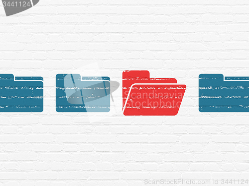 Image of Finance concept: folder icon on wall background