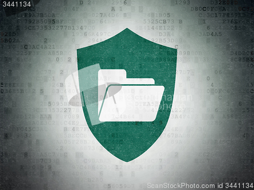 Image of Finance concept: Folder With Shield on Digital Paper background