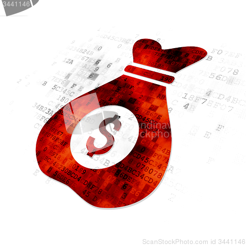 Image of Business concept: Money Bag on Digital background