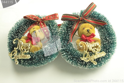 Image of teddy wreaths with merry christmas on it