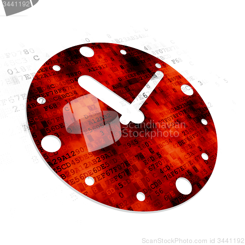 Image of Time concept: Clock on Digital background