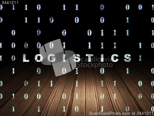 Image of Business concept: Logistics in grunge dark room