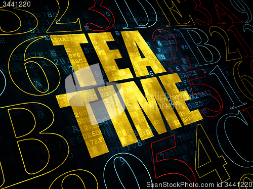 Image of Time concept: Tea Time on Digital background