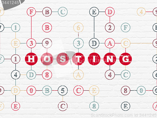 Image of Web design concept: Hosting on wall background