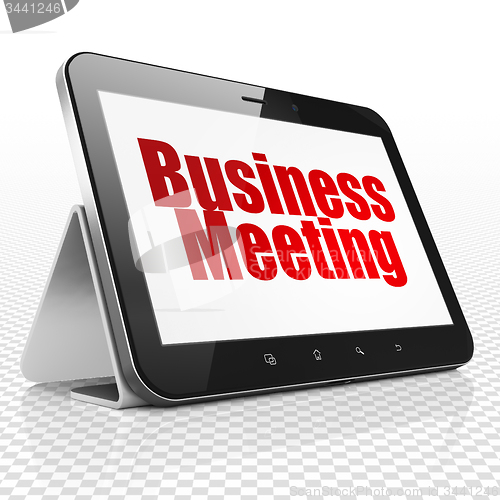 Image of Finance concept: Business Meeting on Tablet Computer display