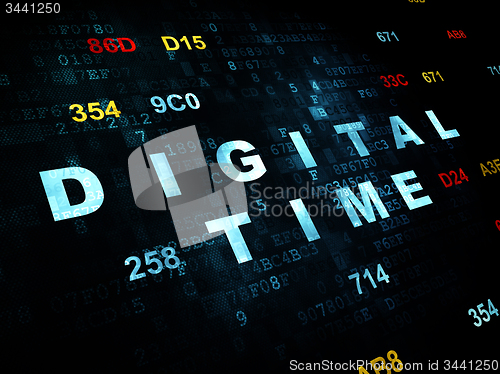 Image of Time concept: Digital Time on Digital background