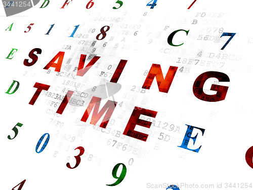 Image of Timeline concept: Saving Time on Digital background