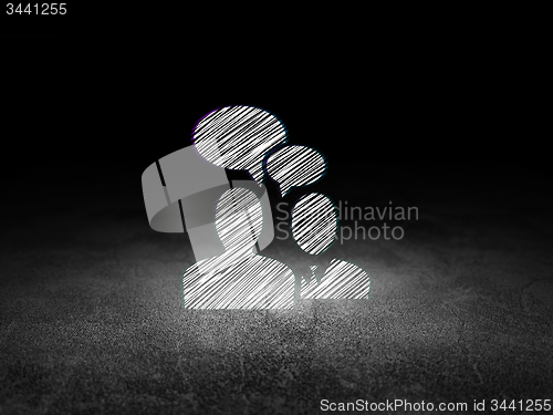 Image of Business concept: Business Meeting in grunge dark room