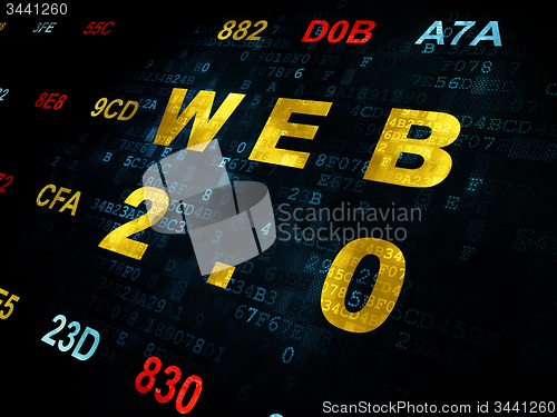 Image of Web development concept: Web 2.0 on Digital background