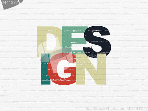 Image of Marketing concept: Design on wall background