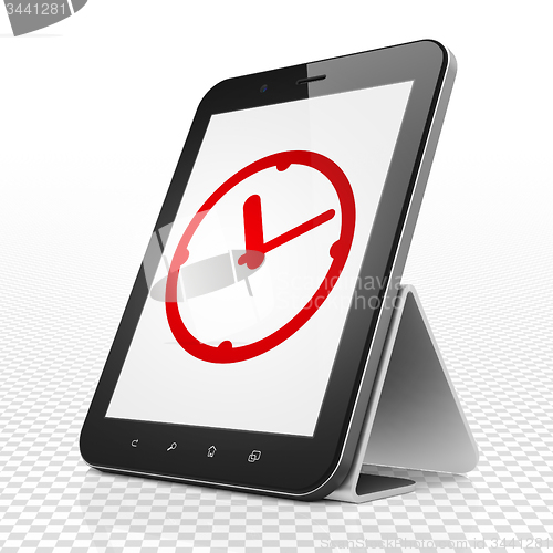 Image of Timeline concept: Clock on Tablet Computer display