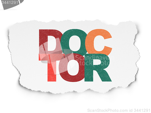 Image of Medicine concept: Doctor on Torn Paper background