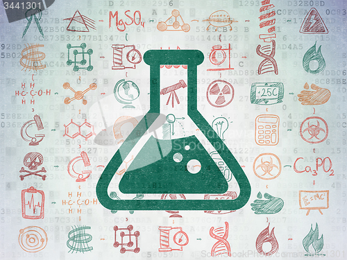 Image of Science concept: Flask on Digital Paper background