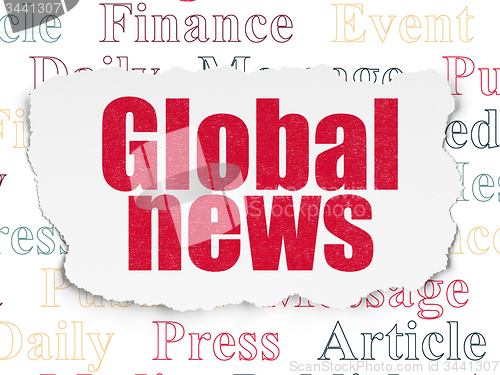 Image of News concept: Global News on Torn Paper background