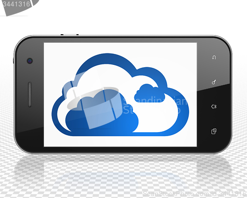 Image of Cloud networking concept: Cloud on Smartphone display