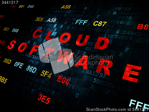 Image of Cloud computing concept: Cloud Software on Digital background