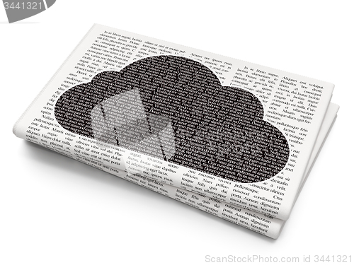 Image of Cloud technology concept: Cloud on Newspaper background