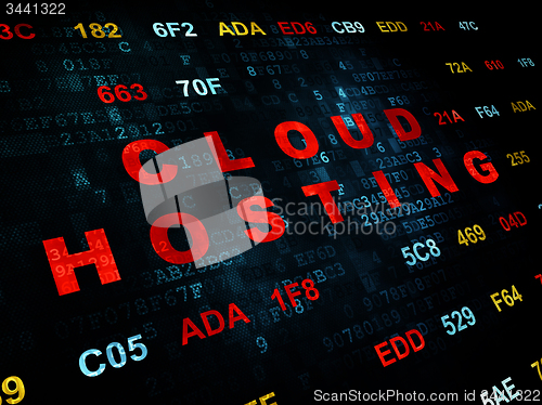 Image of Cloud networking concept: Cloud Hosting on Digital background