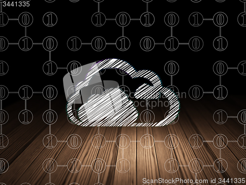 Image of Cloud computing concept: Cloud in grunge dark room