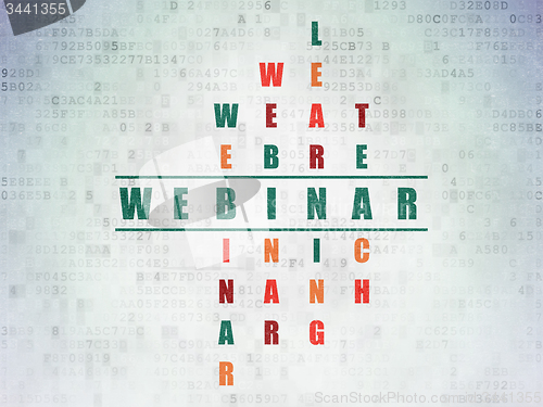 Image of Learning concept: word Webinar in solving Crossword Puzzle