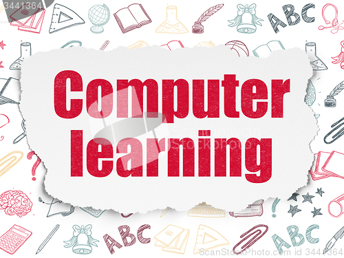 Image of Education concept: Computer Learning on Torn Paper background