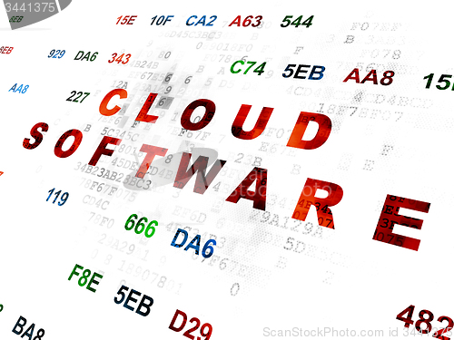 Image of Cloud technology concept: Cloud Software on Digital background