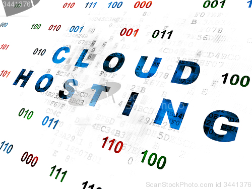 Image of Cloud technology concept: Cloud Hosting on Digital background
