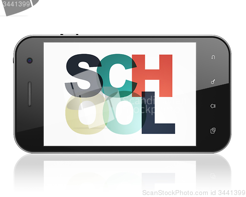 Image of Learning concept: School on Smartphone display