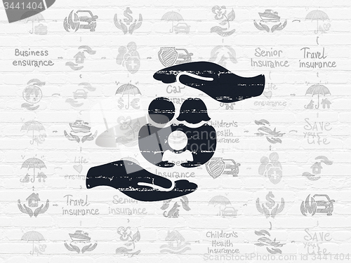 Image of Insurance concept: Family Insurance on wall background