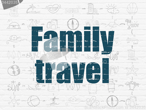 Image of Vacation concept: Family Travel on wall background