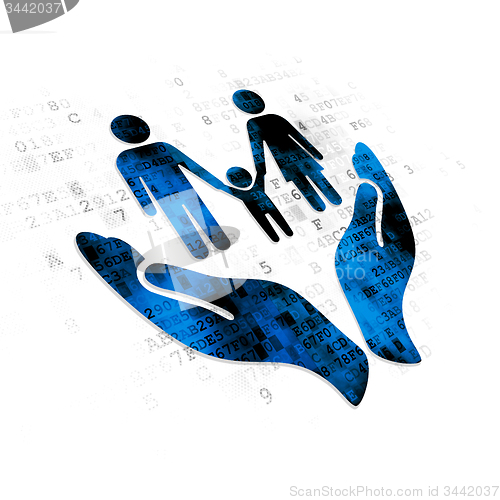 Image of Insurance concept: Family Insurance on Digital background