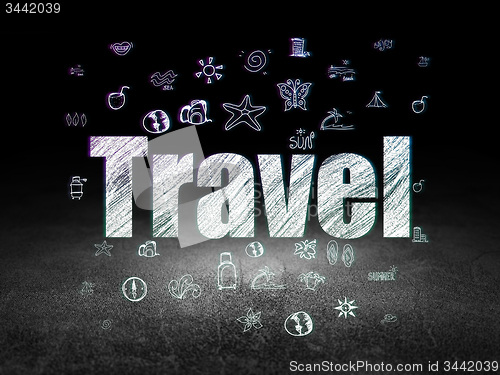 Image of Vacation concept: Travel in grunge dark room