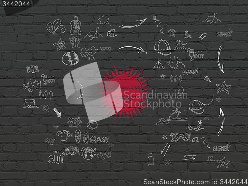 Image of Vacation concept: Sun on wall background