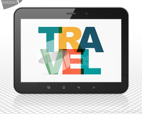 Image of Tourism concept: Travel on Tablet Pc Computer display