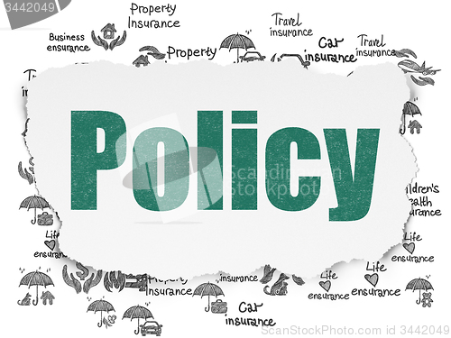 Image of Insurance concept: Policy on Torn Paper background