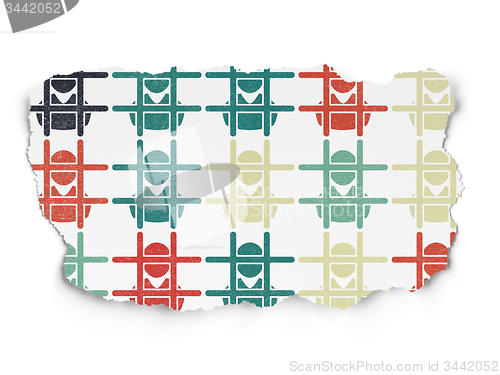 Image of Law concept: Criminal icons on Torn Paper background