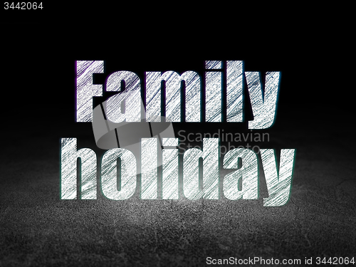 Image of Travel concept: Family Holiday in grunge dark room