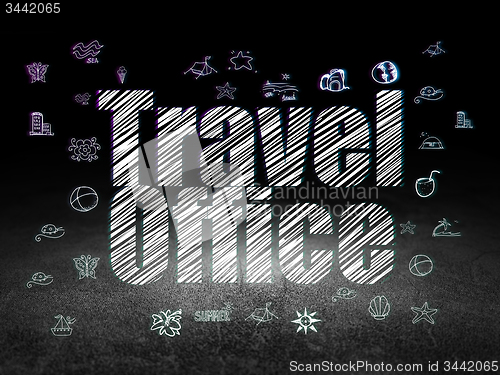 Image of Vacation concept: Travel Office in grunge dark room