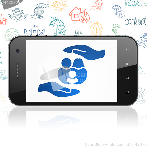 Image of Insurance concept: Family Insurance on Smartphone display