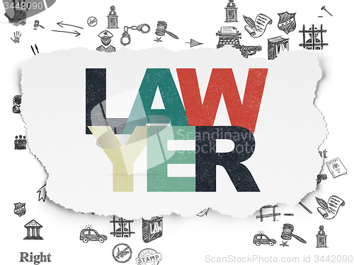 Image of Law concept: Lawyer on Torn Paper background
