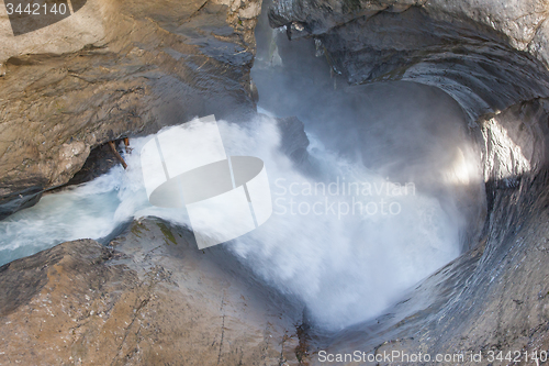 Image of Trummelbach falls (Trummelbachfalle), waterfall in the mountain