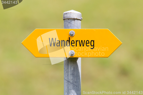 Image of Bergwanderweg sign in the mountains, navigation for hikers