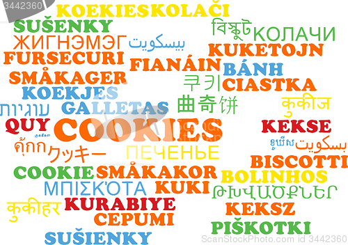 Image of Cookies multilanguage wordcloud background concept