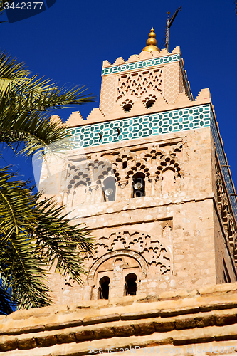 Image of history in maroc africa  minaret palm    sky