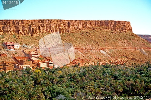 Image of  in todra gorge morocco  and  village