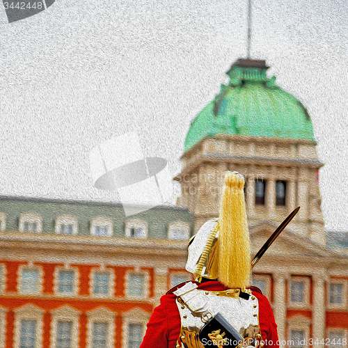 Image of in london england horse and cavalry for    the queen